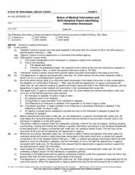 Form JC-1631 Notice of Medical Information and Birth/Adoptive Parent Identifying Information Disclosure - Wisconsin