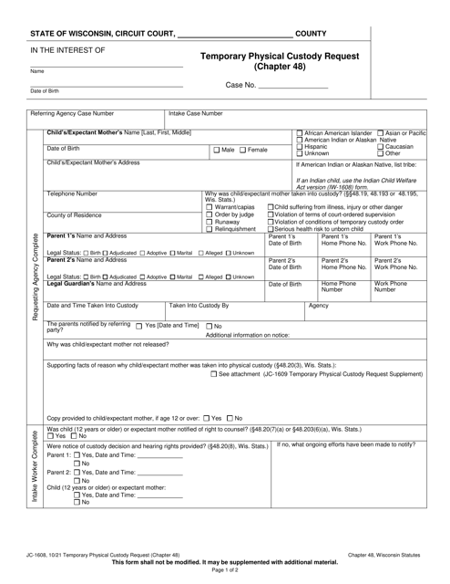 Form JC-1608  Printable Pdf