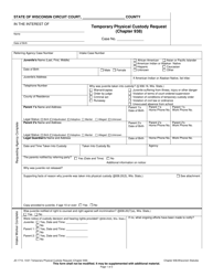 Form JD-1710 Temporary Physical Custody Request (Chapter 938) - Wisconsin