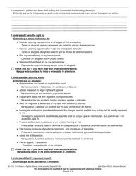 Form JD-1736 Waiver of Right to Attorney (Child/Juvenile) - Wisconsin (English/Spanish), Page 2