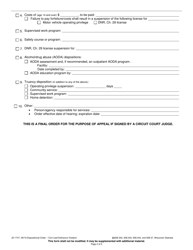 Form JD-1747 Dispositional Order - Civil Law/Ordinance Violation - Wisconsin, Page 2
