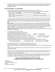 Form JD-1762 Order for Recoupment of Costs of Legal Service - Wisconsin (English/Spanish), Page 2
