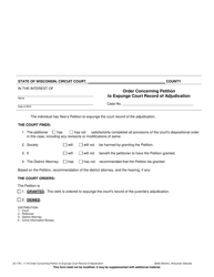 Document preview: Form JD-1781 Order Concerning Petition to Expunge Court Record of Adjudication - Wisconsin