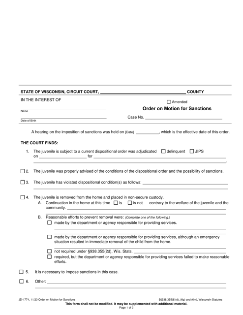 Form JD-1774  Printable Pdf