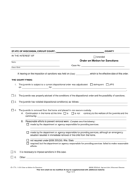 Form JD-1774 Order on Motion for Sanctions - Wisconsin