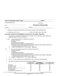 Form JD-1791 Permanency Hearing Order - Wisconsin