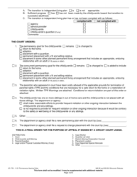 Form JD-1791 Permanency Hearing Order - Wisconsin, Page 3