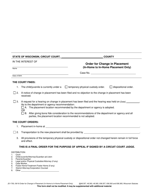 Form JD-1793  Printable Pdf