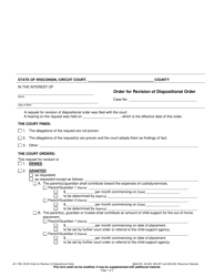 Document preview: Form JD-1786 Order for Revision of Dispositional Order - Wisconsin