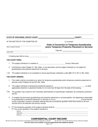 Document preview: Form ME-944 Order of Conversion to Temporary Guardianship and/or Temporary Protective Placement or Services - Wisconsin
