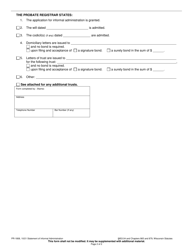 Form PR-1808 Statement of Informal Administration - Wisconsin, Page 2