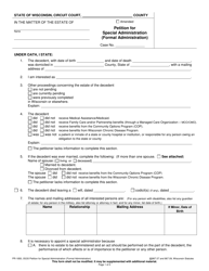 Document preview: Form PR-1850 Petition for Special Administration - Wisconsin
