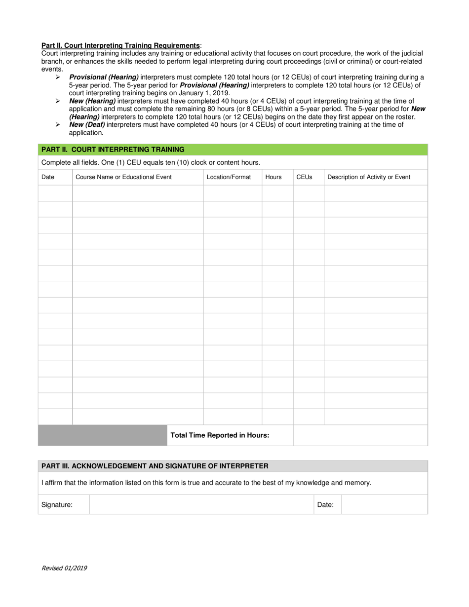 Record of Court Interpreting Practice and Training - Provisional Asl Interpreters - Wisconsin Court Interpreter Program - Wisconsin, Page 2