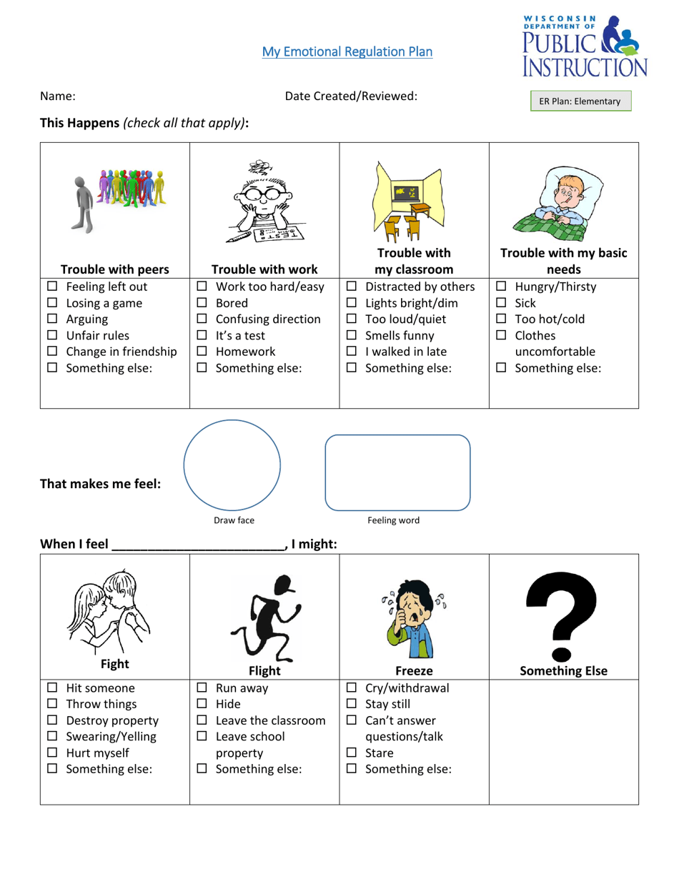 Emotional Regulation Plan for Children in Third Through Fifth Grade - Wisconsin, Page 3