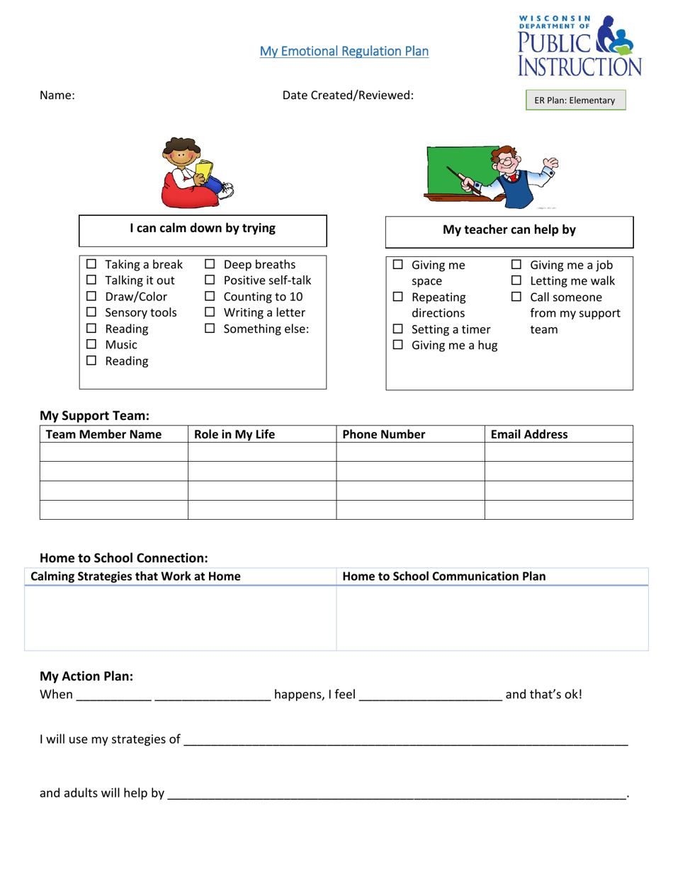 Emotional Regulation Plan for Children in Third Through Fifth Grade - Wisconsin, Page 4
