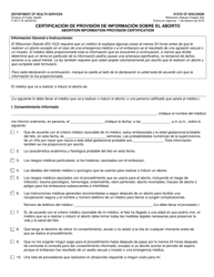 Formulario F-40117 Certificacion De Provision De Informacion Sobre El Aborto - Wisconsin (Spanish)