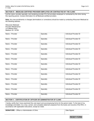 Form F-11022 Rural Health Clinic Statistical Data - Wisconsin, Page 2