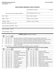 Document preview: Form F-01002 Healthcheck Individual Health History - Wisconsin