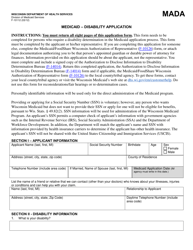 Document preview: Form F-10112 Medicaid - Disability Application - Wisconsin