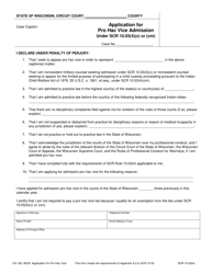 Form CA-190 Application for Pro Hac Vice Admission Under Scr 10.03(4)(C) or (Cm) - Wisconsin