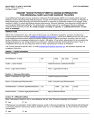 Form F-02746 Request for Institution of Mental Disease Determination for Residential Substance Use Disorder Facilities - Wisconsin