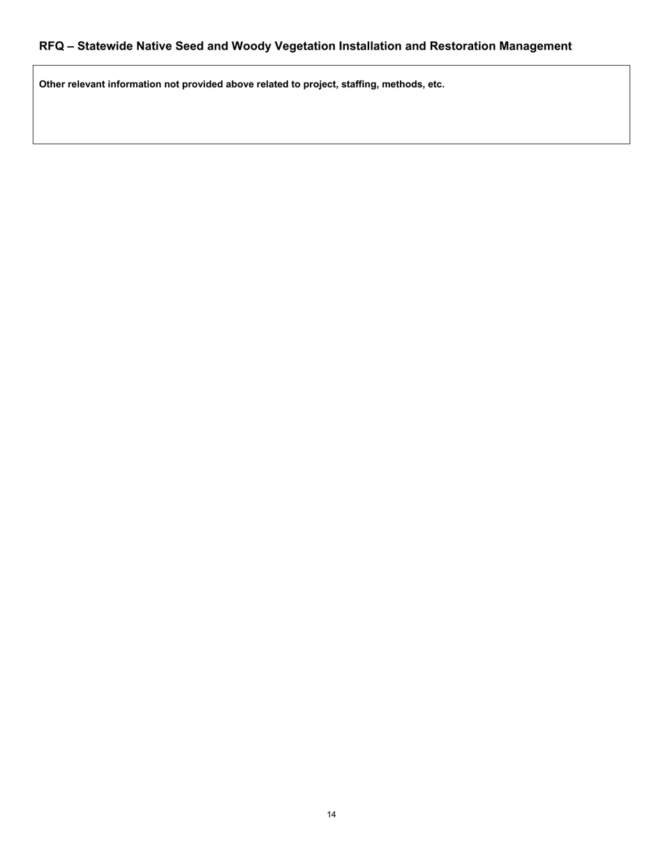 Request for Qualifications - Statewide Native Seed and Woody Vegetation Installation and Restoration Management - Wisconsin, Page 14