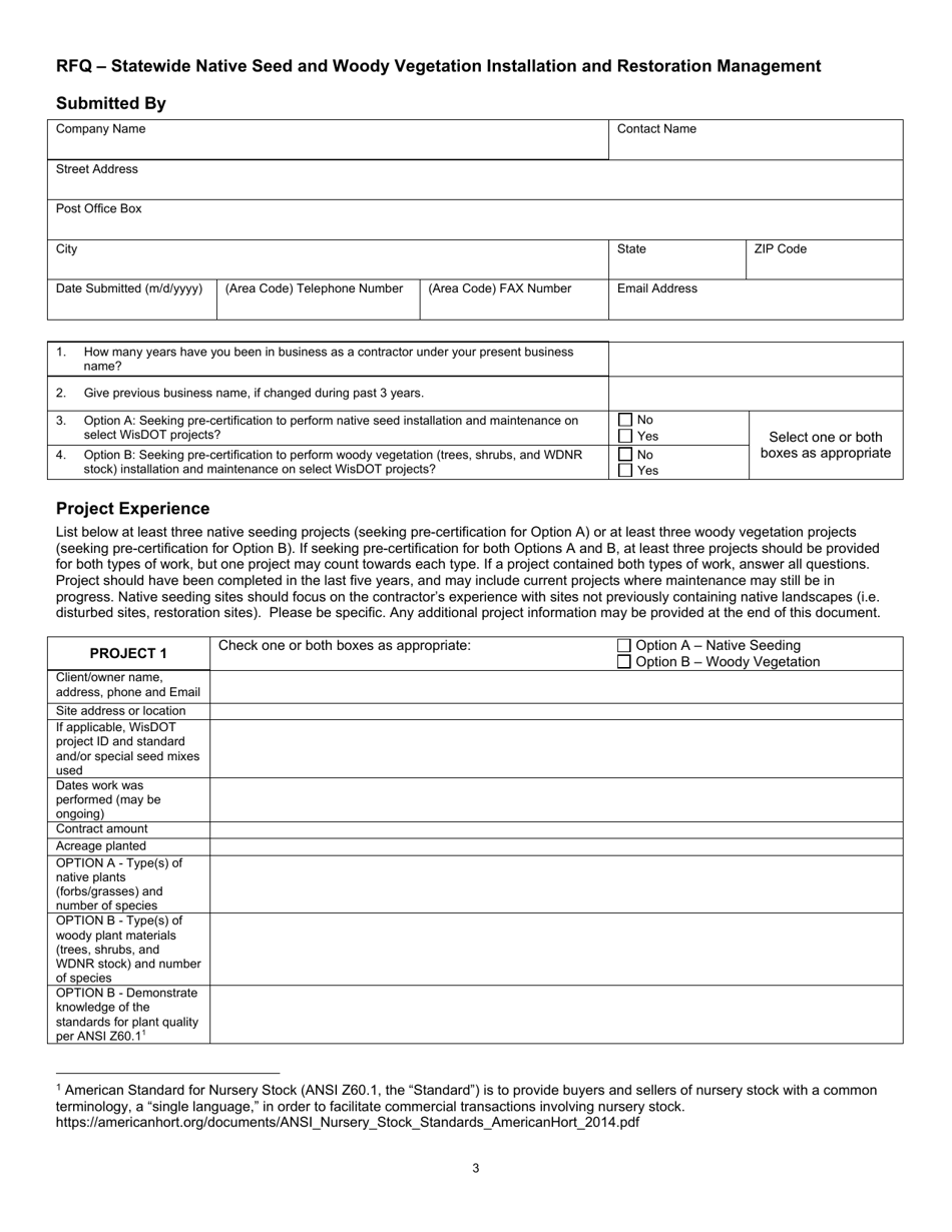 Request for Qualifications - Statewide Native Seed and Woody Vegetation Installation and Restoration Management - Wisconsin, Page 3