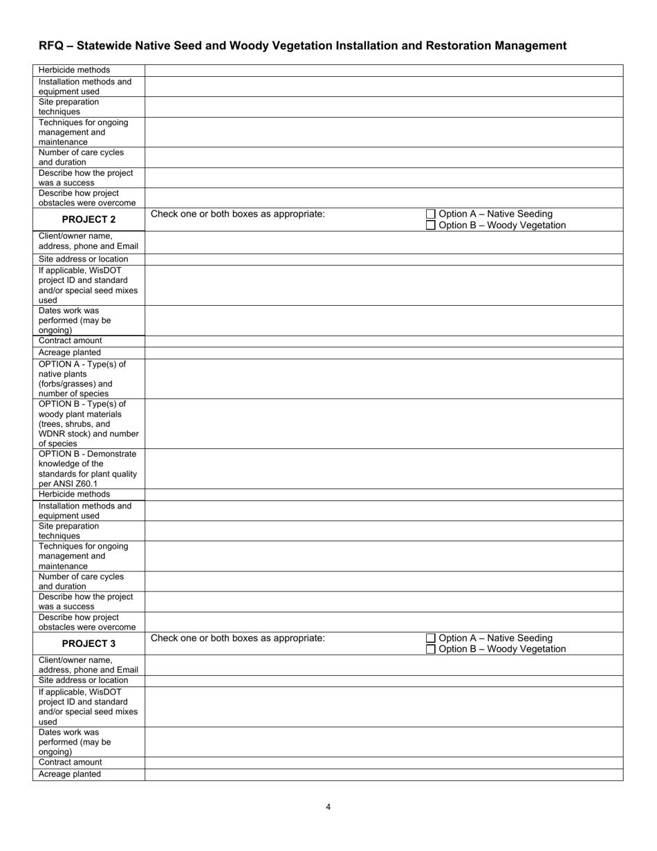 Request for Qualifications - Statewide Native Seed and Woody Vegetation Installation and Restoration Management - Wisconsin, Page 4