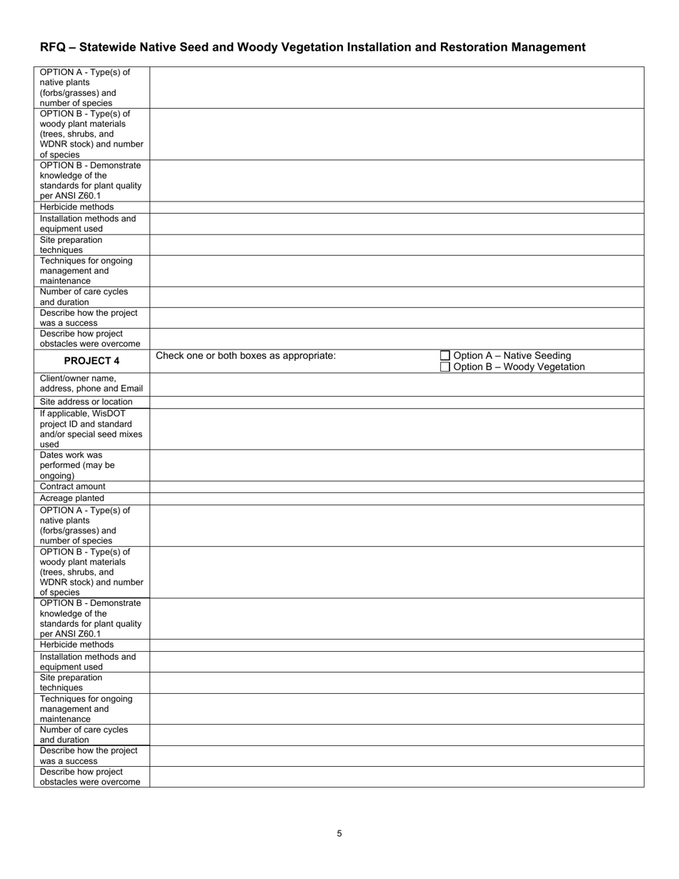 Request for Qualifications - Statewide Native Seed and Woody Vegetation Installation and Restoration Management - Wisconsin, Page 5