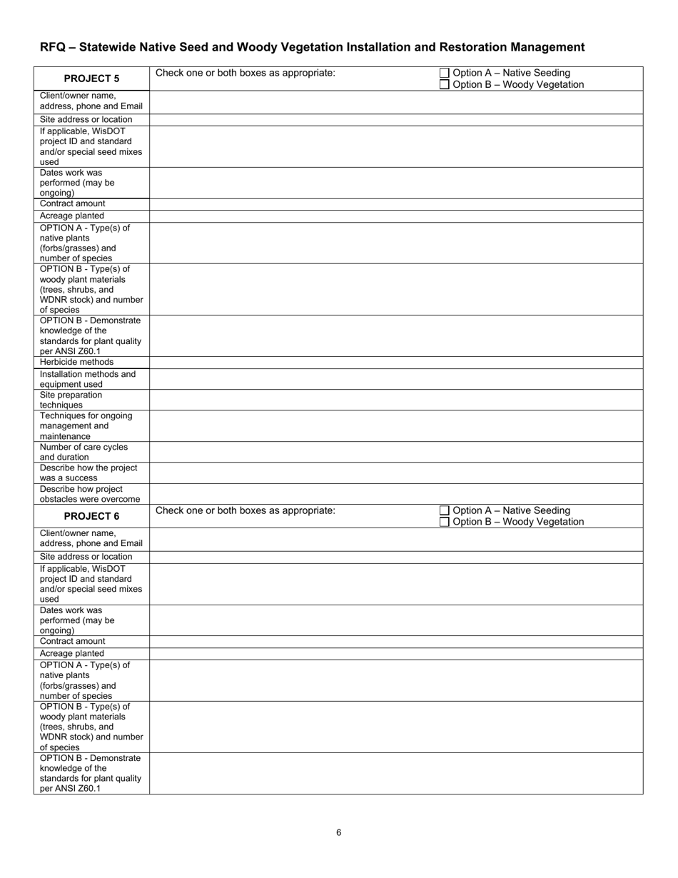 Request for Qualifications - Statewide Native Seed and Woody Vegetation Installation and Restoration Management - Wisconsin, Page 6
