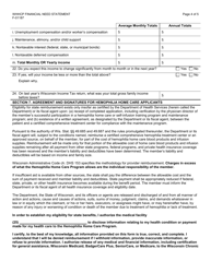 Form F-01187 Financial Need Statement - Wisconsin Hemophilia Home Care Program - Wisconsin, Page 4