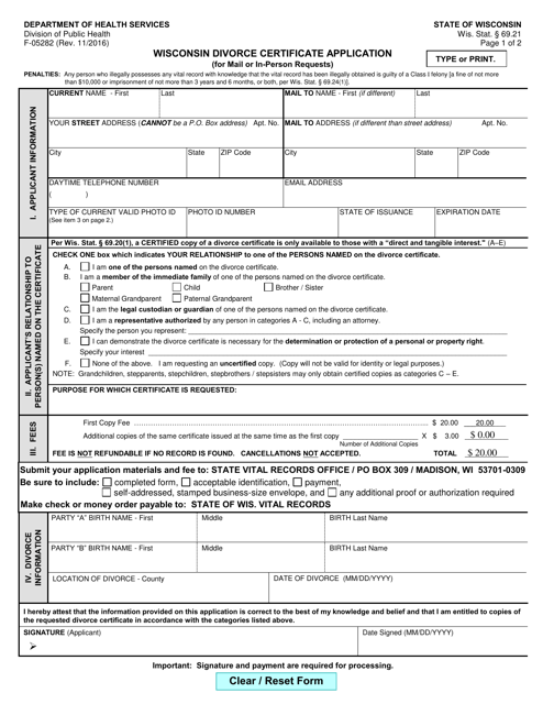 Form F-05282  Printable Pdf