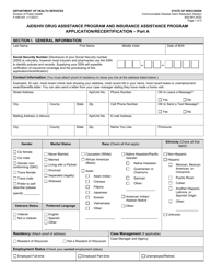 Form F-44614A Part A Application/Recertification - AIDS/HIV Drug Assistance Program and Insurance Assistance Program - Wisconsin