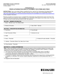 Form F-01430 Prior Authorization Drug Attachment for Xyrem and Xywav - Wisconsin