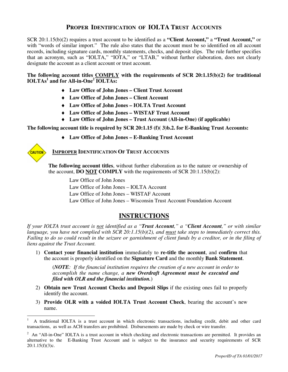 Form LR001 Agreement to Notify Office of Lawyer Regulation of Overdrafts on Lawyer Trust Accounts and Fiduciary Accounts - Wisconsin, Page 3
