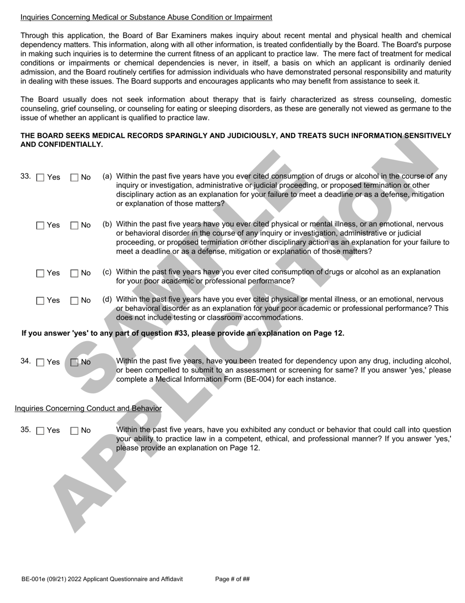 Form BE-001E Applicant Questionnaire and Affidavit - Sample - Wisconsin, Page 11