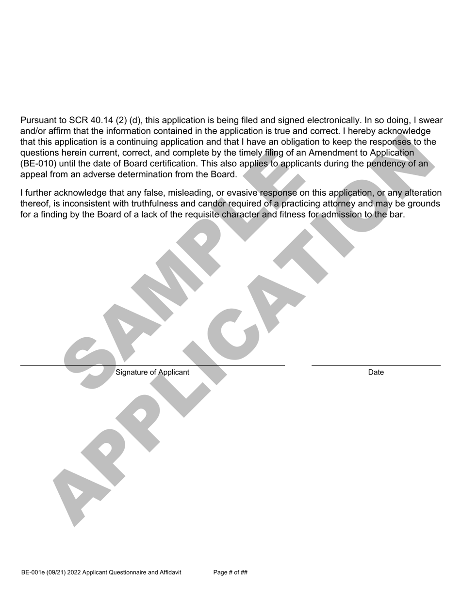 Form BE-001E Applicant Questionnaire and Affidavit - Sample - Wisconsin, Page 14