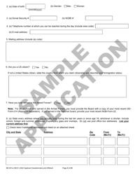 Form BE-001E Applicant Questionnaire and Affidavit - Sample - Wisconsin, Page 2