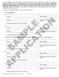 Form BE-001E Applicant Questionnaire and Affidavit - Sample - Wisconsin, Page 4