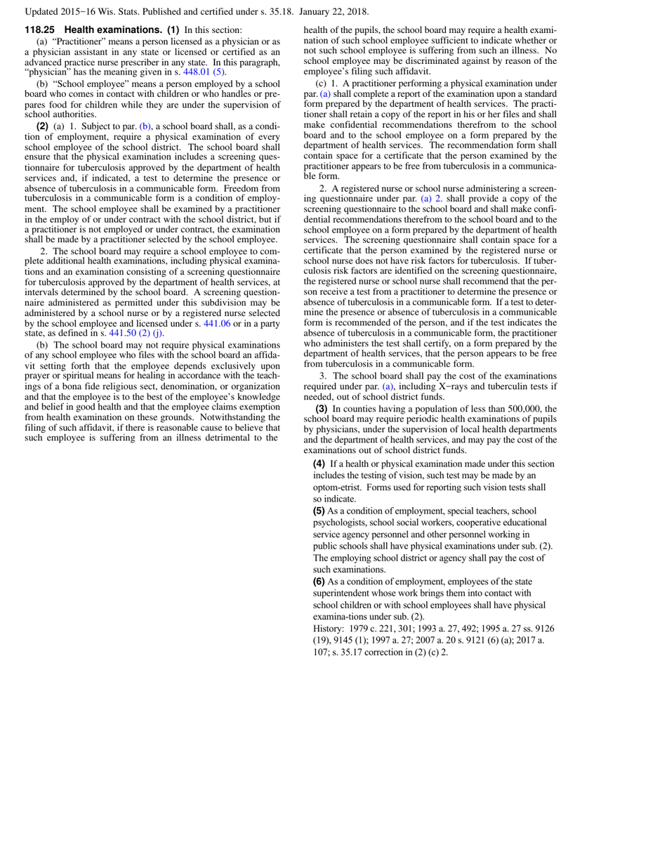 Form F-02284 Record of School Employee Examination - Wisconsin, Page 2