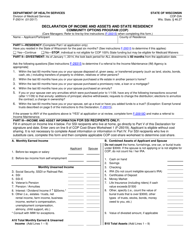 Form F-29314 Declaration of Income and Assets and State Residency - Community Options Program (Cop) - Wisconsin