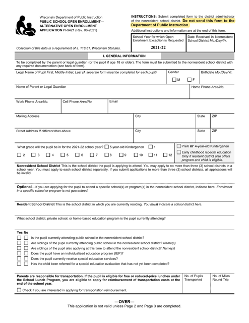 Form PI-9421 2022 Printable Pdf