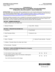 Form F-02537 Prior Authorization Drug Attachment for Non-preferred Stimulants, Related Agents - Wake Promoting - Wisconsin