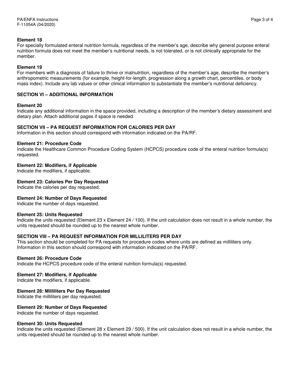 Instructions for Form F-11054 Prior Authorization / Enteral Nutrition Formula Attachment (Pa / Enfa) - Wisconsin, Page 3