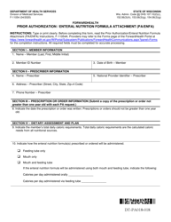Document preview: Form F-11054 Prior Authorization/Enteral Nutrition Formula Attachment (Pa/Enfa) - Wisconsin
