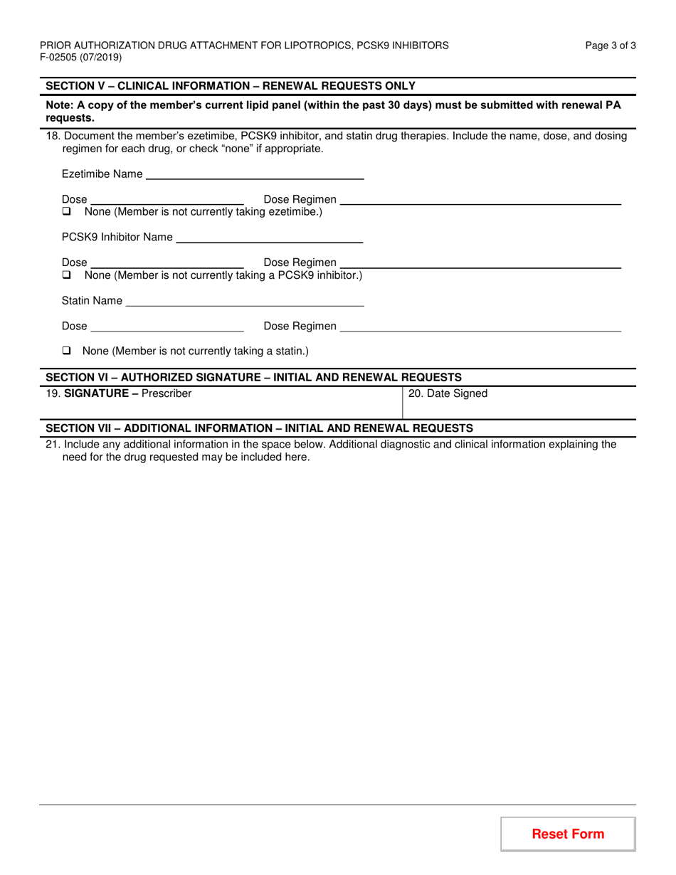 Form F-02505 Prior Authorization Drug Attachment for Lipotropics, Proprotein Convertase Subtilisin / Kexin Type 9 (Pcsk9) Inhibitors - Wisconsin, Page 3