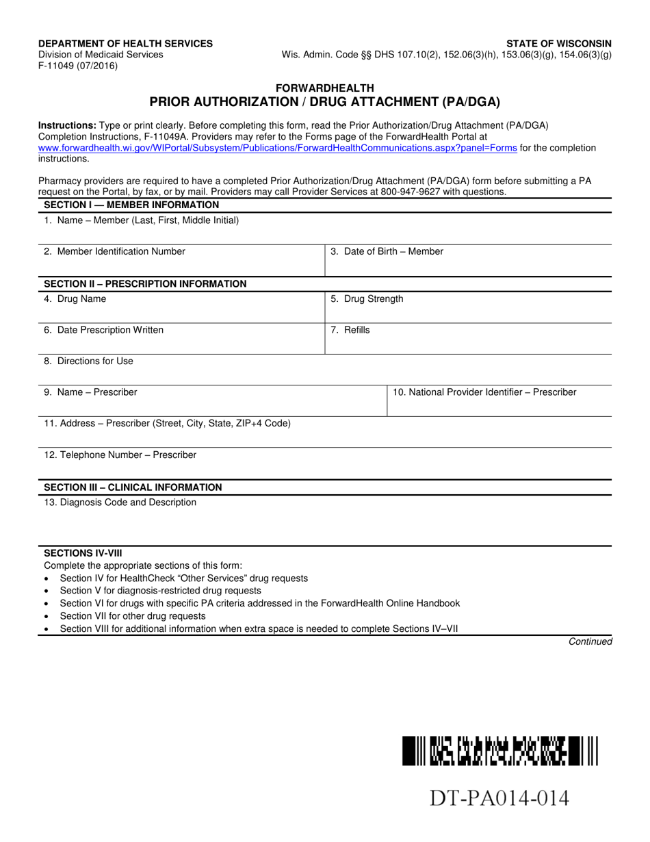 Form F-11049 - Fill Out, Sign Online and Download Fillable PDF ...