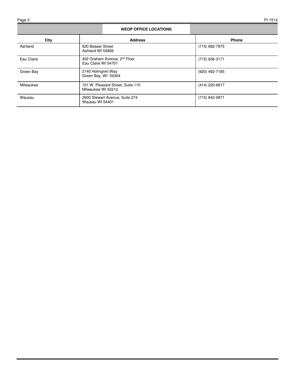 Form PI-1514 Teacher Recommendation - Wisconsin Educational Opportunity Program (Weop) - Wisconsin, Page 2
