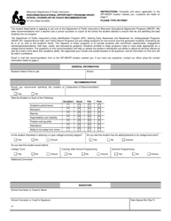 Document preview: Form PI-1515 School Counselor or Coach Recommendation - Wisconsin Educational Opportunity Program (Weop) - Wisconsin