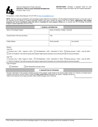 Document preview: Form PI-1574-A Individual Precollege Program Information - Wisconsin